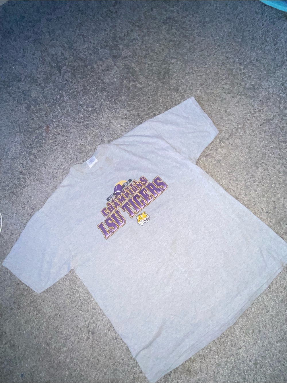vintage 2003 lsu tigers national champions tee mens xl gray jerzees ncaa usa